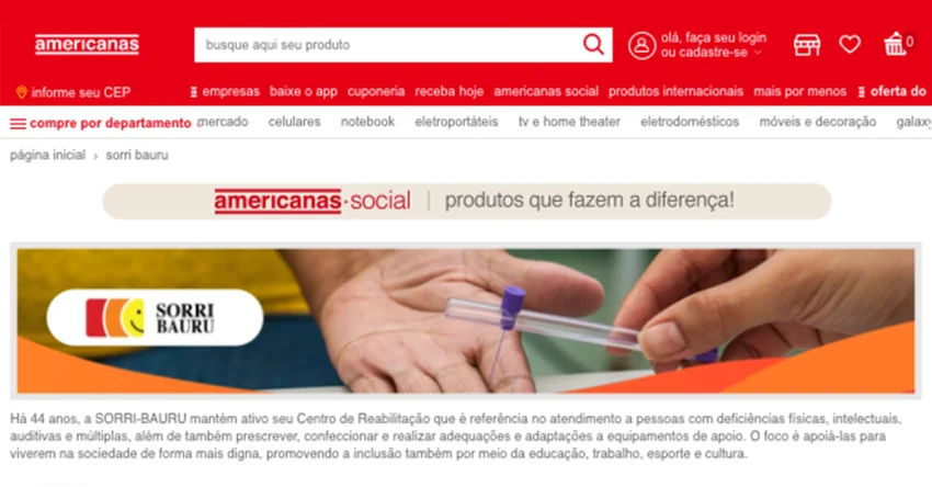 SORRI-BAURU lan�a loja on-line na Americanas Social