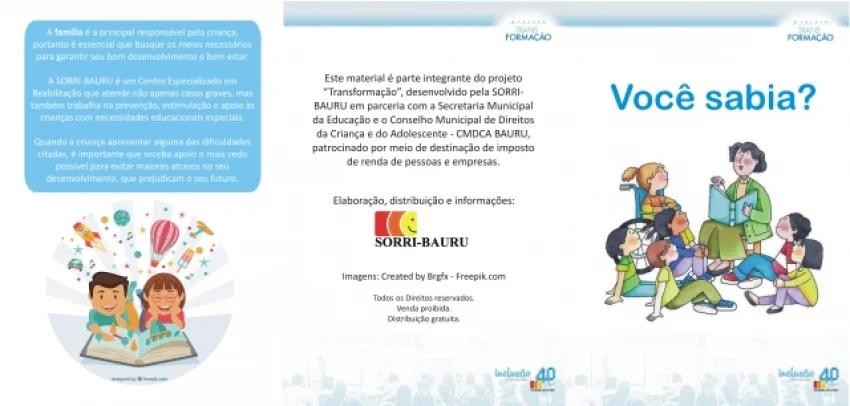 SORRI-BAURU desenvolve Folder Educativo do Projeto TransForma��o